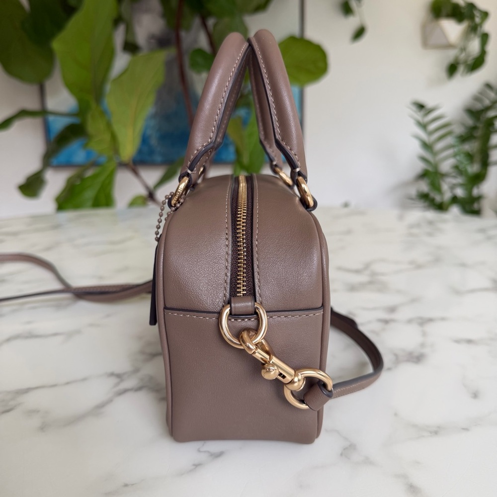 Coach Satchel Crossbody Dark Stone Leather Gold CT776 - Picture 5 of 16